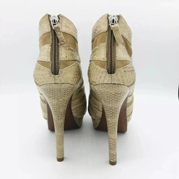 Elie Tahari Womens Shoes US 10.5/EU 40.5 Leather Ankle Heel Snake Print Platform - Picture 7 of 12